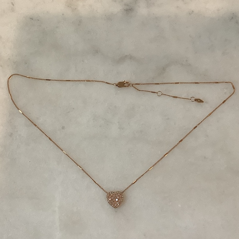 Fossil Delicate Rose Gold Heart Pendant Necklace, Brand New - Picture 1 of 3